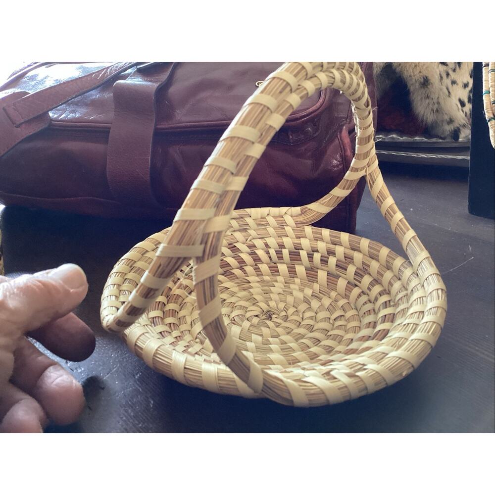 Gullah South Carolina Charleston Sweetgrass Basket Double Handle - Picture 2 of 11